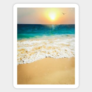 Beautiful Summer Beach Sunset Photo Sticker